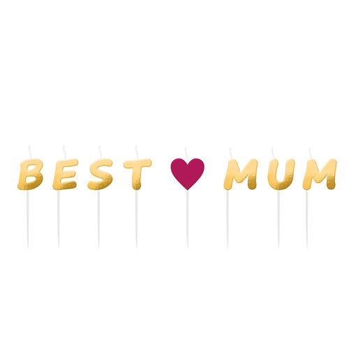 Mini Kaarsjes "Best Mum" - 8 stuks 