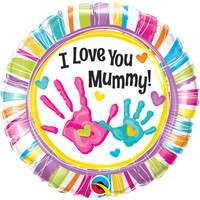 Folieballon I Love you Mummy handprint