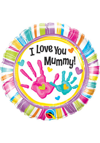 Folieballon I Love you Mummy handprint 