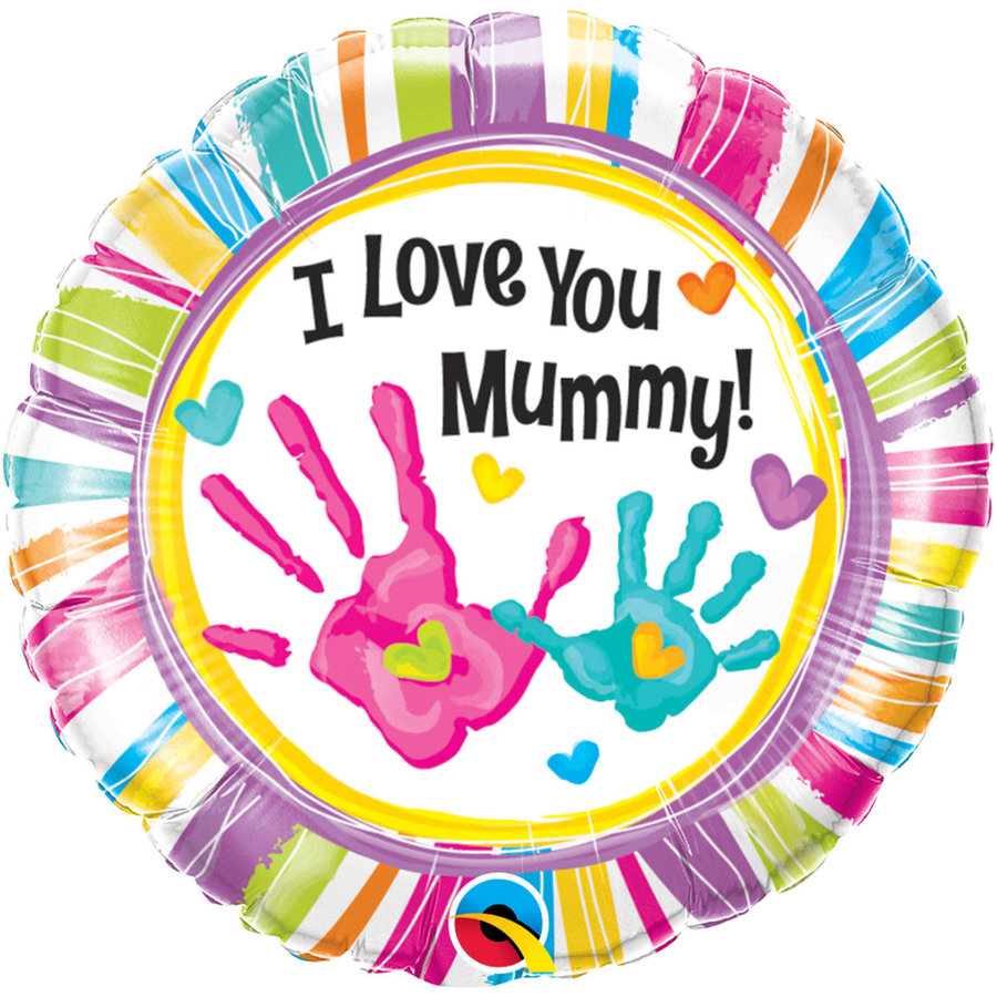 Folieballon I Love you Mummy handprint-1