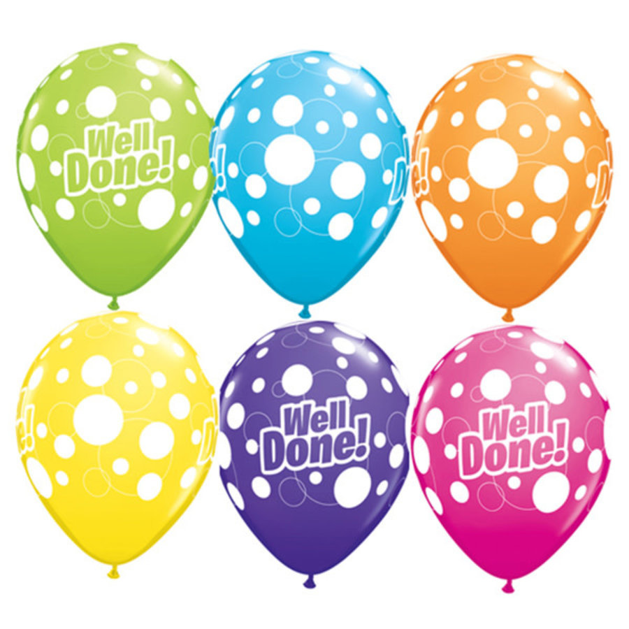 Helium Ballon Tropical Well Done Dots - 6 kleuren (28cm)-1