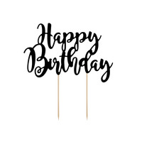 thumb-Cake topper Zwart - Happy Birthday -  22.5cm-1