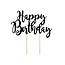Cake topper Zwart - Happy Birthday -  22.5cm
