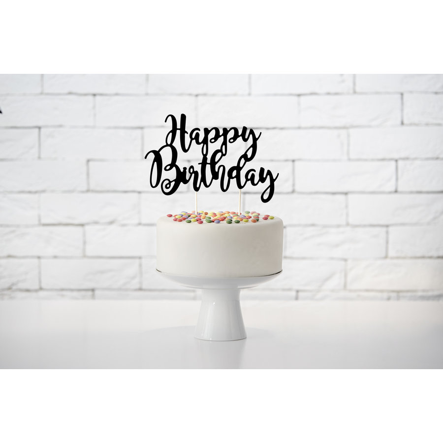 Cake topper Zwart - Happy Birthday -  22.5cm-2