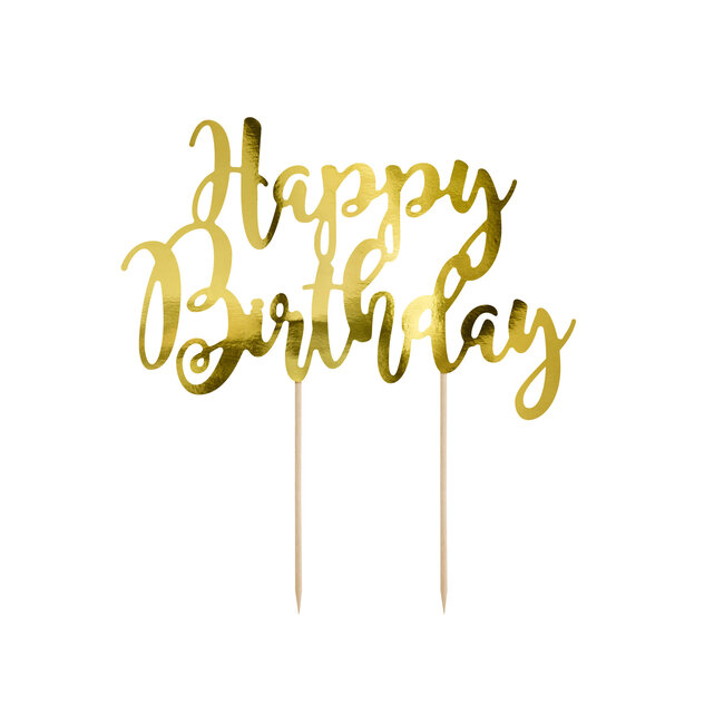 Cake topper Goud - Happy Birthday -  22.5cm