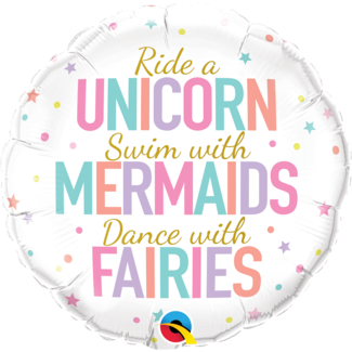 Qualatex Folieballon Unicorn, Mermaids & Fairies - 45 cm