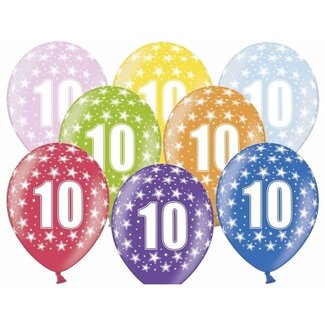 Strong Balloons Ballonnen Metallic 10 jaar - 30cm - 6 stuks