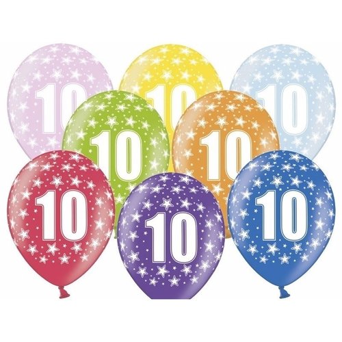 Ballonnen Metallic 10 jaar - 30cm - 6 stuks 