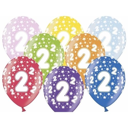 Ballonnen Metallic 2 jaar - 30cm - 6 stuks 