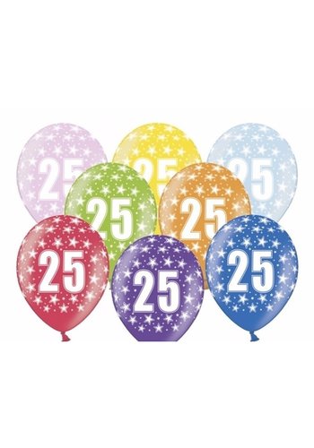 Ballonnen Metallic 25 jaar - 30cm - 6 stuks 