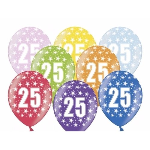 Ballonnen Metallic 25 jaar - 30cm - 6 stuks 