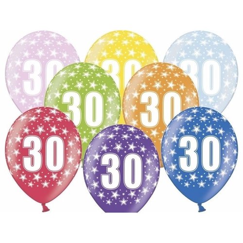 Ballonnen Metallic 30 jaar - 30cm - 6 stuks 