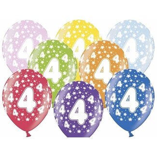 Strong Balloons Ballonnen Metallic 4 jaar - 30cm - 6 stuks