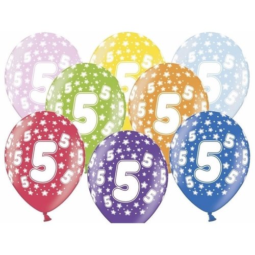 Ballonnen Metallic 5 jaar - 30cm - 6 stuks 