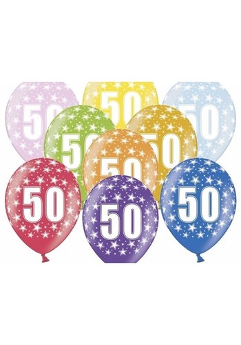 Ballonnen Metallic 50 jaar - 30cm - 6 stuks 