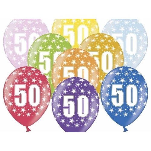 Ballonnen Metallic 50 jaar - 30cm - 6 stuks 