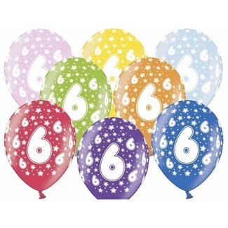 Strong Balloons Ballonnen Metallic 6 jaar - 30cm - 6 stuks