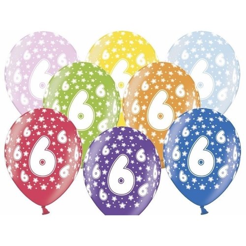 Ballonnen Metallic 6 jaar - 30cm - 6 stuks 