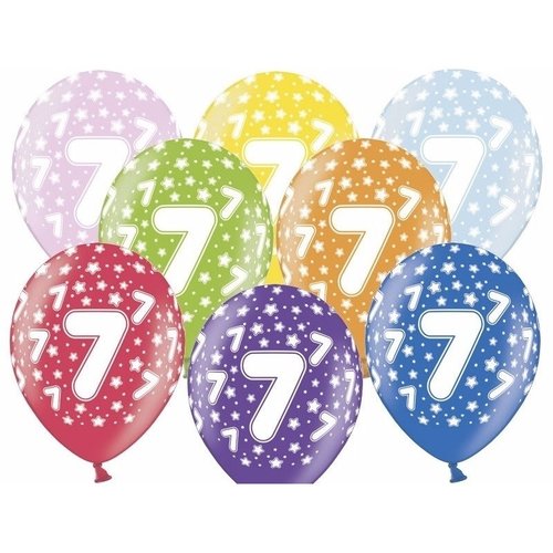 Ballonnen Metallic 7 jaar - 30cm - 6 stuks 