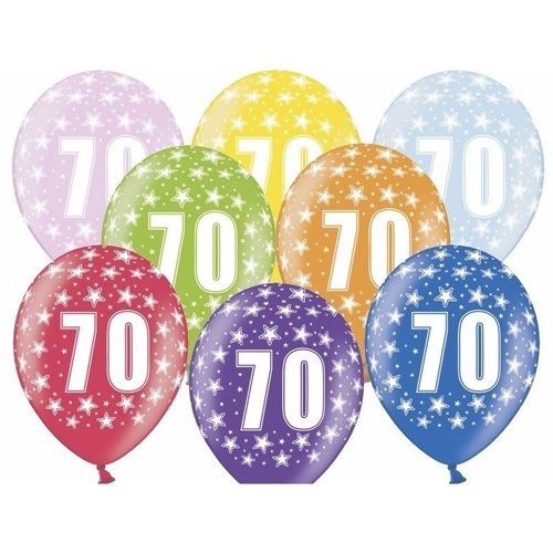 Ballonnen Metallic 70 jaar - 30cm - 6 stuks 