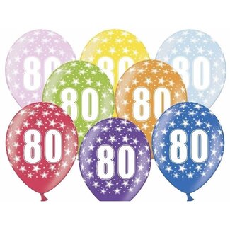 Strong Balloons Ballonnen Metallic 80 jaar - 30cm - 6 stuks