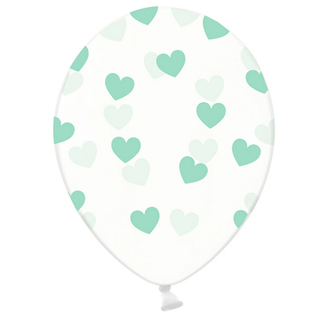 Strong Balloons Ballonnen Doorzichtig met Mint Groene Hartjes