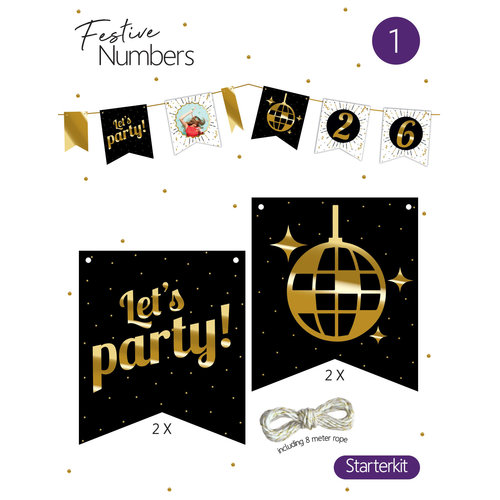 Festive numbers starter kit "Let's Party" 4 st. + lijn 