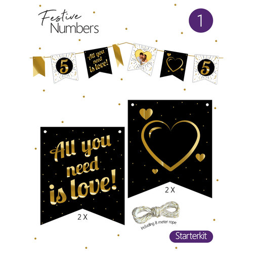 Festive numbers starter kit "Love" 4 st. + lijn 