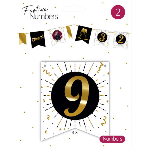 Festive numbers "9" 3 stuks 