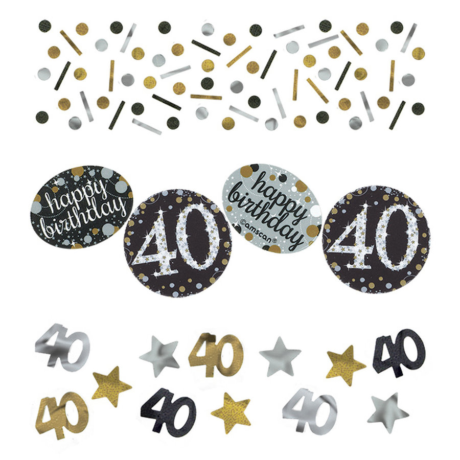 Confetti 40 Sparkling Celebration Silver & Black-1