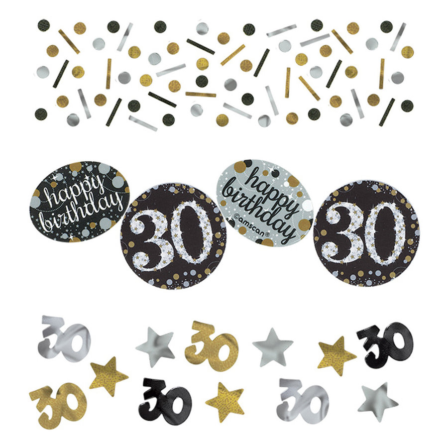Confetti 30 Sparkling Celebration Silver & Black-1
