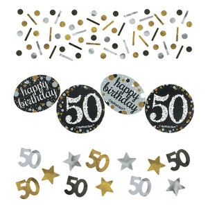 Amscan Confetti 50 Sparkling Celebration Silver & Black