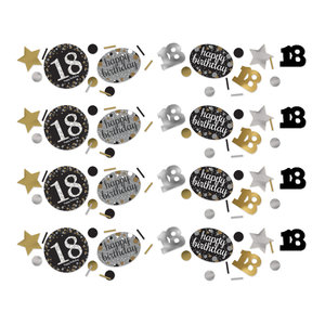 Amscan Confetti 18 Sparkling Celebration Silver & Black