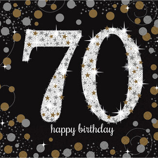 Amscan Servetten 70 Sparkling Celebration Silver&Black - 16 st - 33x33cm