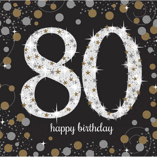 Amscan Servetten 80 Sparkling Celebration Silver&Black - 16 st - 33x33cm