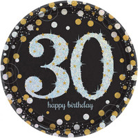 Amscan Swirl Decoration Happy Birthday 30 Silver & Black