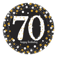 Amscan Swirl Decoration Happy Birthday 70 Silver & Black