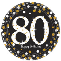 Amscan Swirl Decoration Happy Birthday 80 Silver & Black