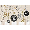 Amscan Swirl Decoration Happy Birthday 80 Silver & Black