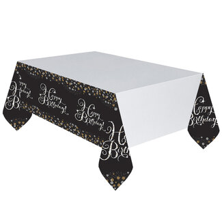 Amscan Tafelkleed Happy Birthday Sparkling Celebration Silver&Black - 120x180cm