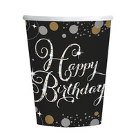 Amscan Confetti Happy Birthday Sparkling Celebration Silver & Black