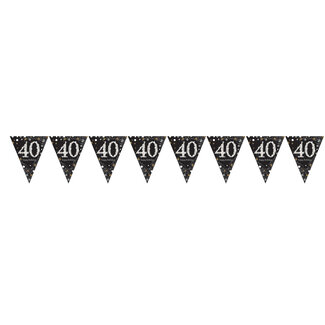 Amscan Vlaggenlijn 40 Sparkling Celebration Silver&Black - 396,2 x 21,5 cm