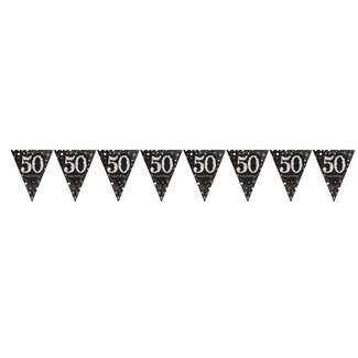Amscan Vlaggenlijn 50 Sparkling Celebration Silver&Black - 396,2 x 21,5 cm