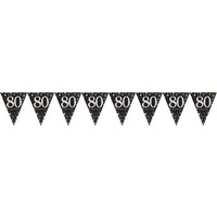 Amscan Swirl Decoration Happy Birthday 80 Silver & Black