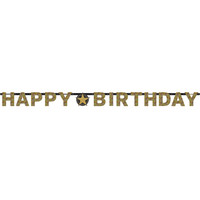 Letterbanner Happy Birthday Silver & Black