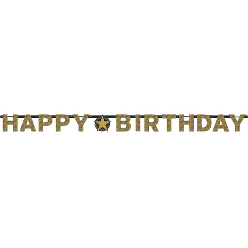 Letterbanner Happy Birthday Silver&Black 