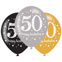 Ballonnen 50 Sparkling Celebration Silver & Black