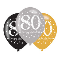 Amscan Swirl Decoration Happy Birthday 80 Silver & Black