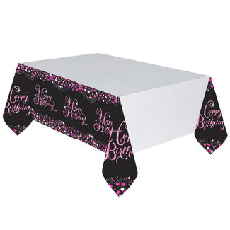 Amscan Tafelkleed Happy Birthday Sparkling Celebration Pink&Black - 137x259cm