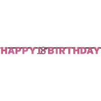 Letterbanner Happy 18th Birthday Pink & Black